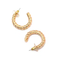 Bohey by KARATCART Gold-Plated Geometric Half Hoop Earrings image 5