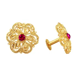 Vighnaharta Gold-Toned Floral Drop Earrings image 4