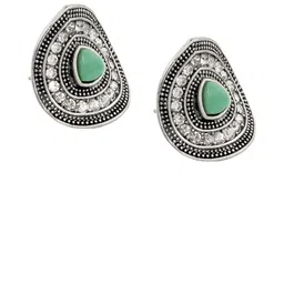 TEEJH Roohi Silver-Plated Contemporary Oxidised Studs image 3