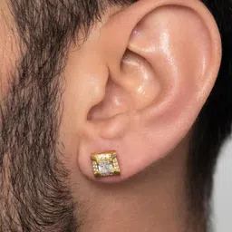 ORIONZ Men 925 Sterling Silver Gold-Plated Square Studs image 3