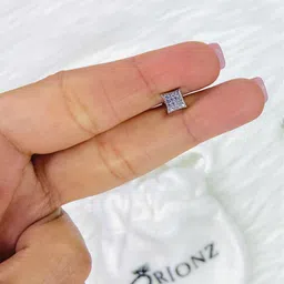 ORIONZ Men 925 Sterling Silver Silver-Plated Square Shaped Stud Earring image 5