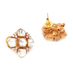 Ruby Raang Gold-Plated Kundan Classic Studs Earrings image 3