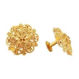 Vighnaharta Set Of 2 Gold Plated Floral Studs Earrings image 2