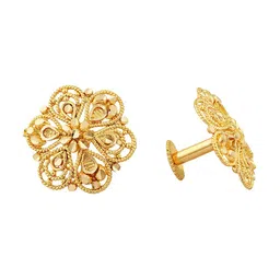 Vighnaharta Set Of 2 Gold-Plated Floral Studs image 3