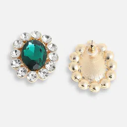 SOHI Gold-Plated Stone Studded Contemporary Studs Earrings image 4