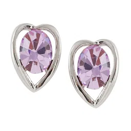 UNIVERSITY TRENDZ Silver-Plated Crystal Studded Classic Studs Earrings image 3