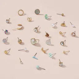 Jewels Galaxy Set Of 30 Gold-Plated Crystals Studded  Studs Earrings image 3