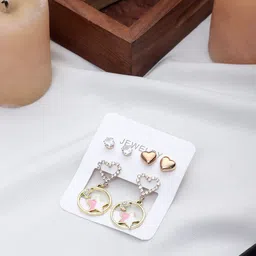DESTINY JEWELS Set Of 3 Gold Plated Heart Shaped Studs image 3