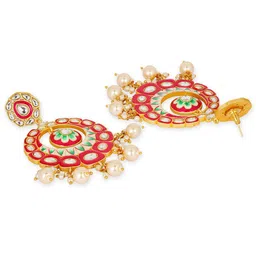 OOMPH Meenakari Enamel with Kundan Floral Chandbalis image 4