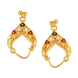 Vighnaharta Set of 2 Gold Plated Floral Hoop Earrings image 3