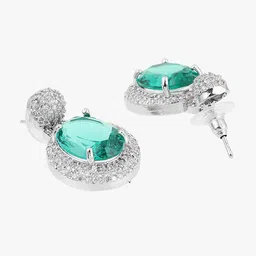 Adwitiya Collection Rhodium-Plated Classic Drop Earrings image 4