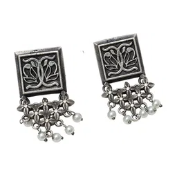 Ozanoo Silver-Plated Classic Beaded Drop Earrings image 3