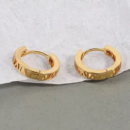MYKI Gold-Plated Roman Numbers Detail Classic Hoop Earrings image 2