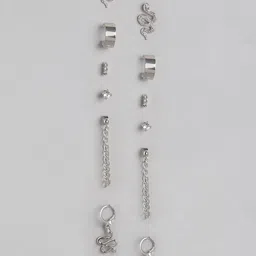 Jewels Galaxy Silver-Toned Contemporary Set of 5 Earrings image 4