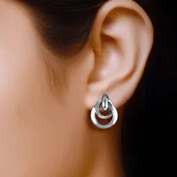 Vighnaharta Rhodium-Plated Circular Drop Earrings image 3