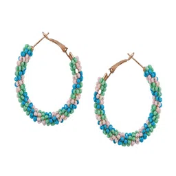UNIVERSITY TRENDZ Gold-Plated Beaded Classic Hoop Earrings image 4