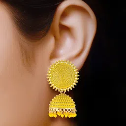 MEENAZ Gold-Plated American Diamond Studded Dome Shaped Jhumkas image 3