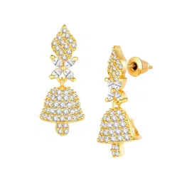 Peora Gold-Plated Cubic Zirconia Studded Floral Jhumkas image 3