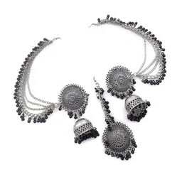 The Pari Silver-Plated Artificial Beads-Beaded Jhumkas image 3