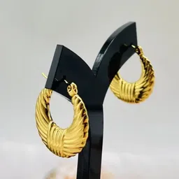 PUTSTYLE Gold-Plated Oval Stainless Steel Hoop Earrings image 3