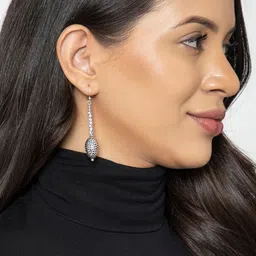 Studio One Love Silver-Toned Contemporary Drop Earrings image 4