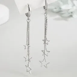MYKI Silver Plated Contemporary Drop Earrings image 2
