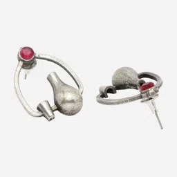 Sanjog Silver-Plated German Silver Contemporary Artificial Stones Drop Earrings image 3