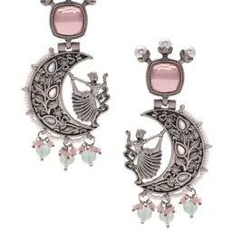 Priyaasi Silver-Plated Stone Studded Contemporary Drop Earrings image 4