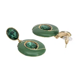 Shining Jewel - By Shivansh Gold-Plated Contemporary Cubic Zirconia Drop Earrings image 3