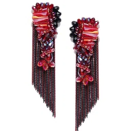 Designs By Jewels Galaxy Red Rhodium-Plated Drop Earrings image 5