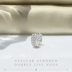 HighSpark Men 925 Sterling Silver Cubic Zirconia Hoop Earrings image 3