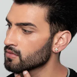 ORIONZ Men 925 Sterling Silver Gold-Plated Square Studs image 4