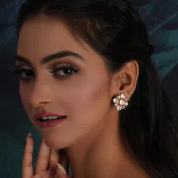 Ruby Raang Gold-Plated Kundan Classic Studs Earrings image 4
