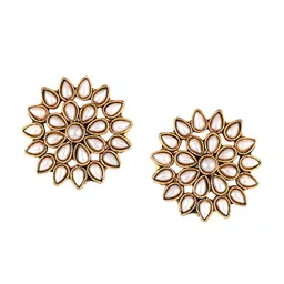 Vighnaharta Gold-Toned Floral Studs Earrings image 4