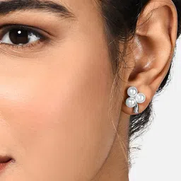 AMI Silver-Toned Contemporary Studs Earrings image 4