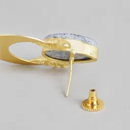 Golden Peacock Blue & Gold-Toned Geometric Studs Earrings image 5