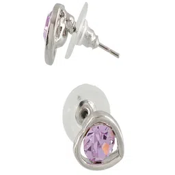 UNIVERSITY TRENDZ Silver-Plated Crystal Studded Classic Studs Earrings image 2