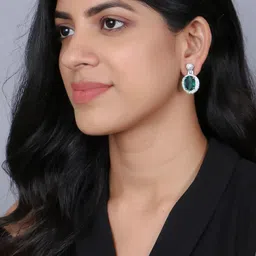 Adwitiya Collection Rhodium-Plated Classic Drop Earrings image 5