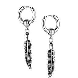 VIEN Silver Plated Feather Shaped Hoop Stainless Steel Earrings image 4