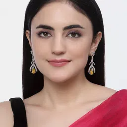 ZENEME Rhodium-Plated Drop Earrings image 4