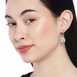OOMPH Cubic Zirconia Teardrop Shaped Drop Earrings image 4