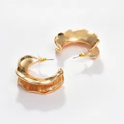 SOHI Gold Plated Contemporary Half Hoop Earrings image 3