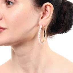 Mali Fionna Gold-Plated Oval Crystal Hoop Earrings image 3