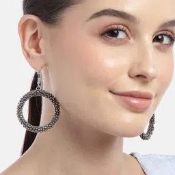 RICHEERA Silver-Plated Circular Hoop Earrings image 2