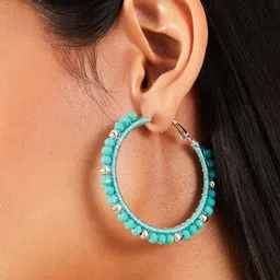 Accessorize Beaded Circular Hoop Earrings image 4