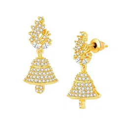 Peora Gold-Plated Cubic Zirconia Studded Floral Jhumkas image 4