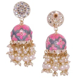 Cierra Gold Plated Pearls Contemporary Jhumkas image 4