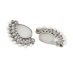 TEEJH Silver-Toned Contemporary Drop Earrings image 2