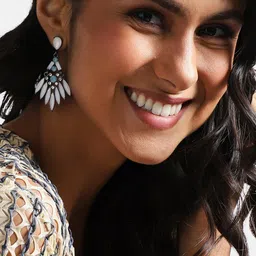 SOHI Silver-Plated Contemporary Drop Earrings image 2