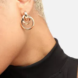 SOHI Women Gold Plated Circular Drop Earrings image 4